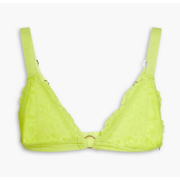Stella McCartney Neon stretch-lace triangle bra Bright yellow M - Picture 1 of 8
